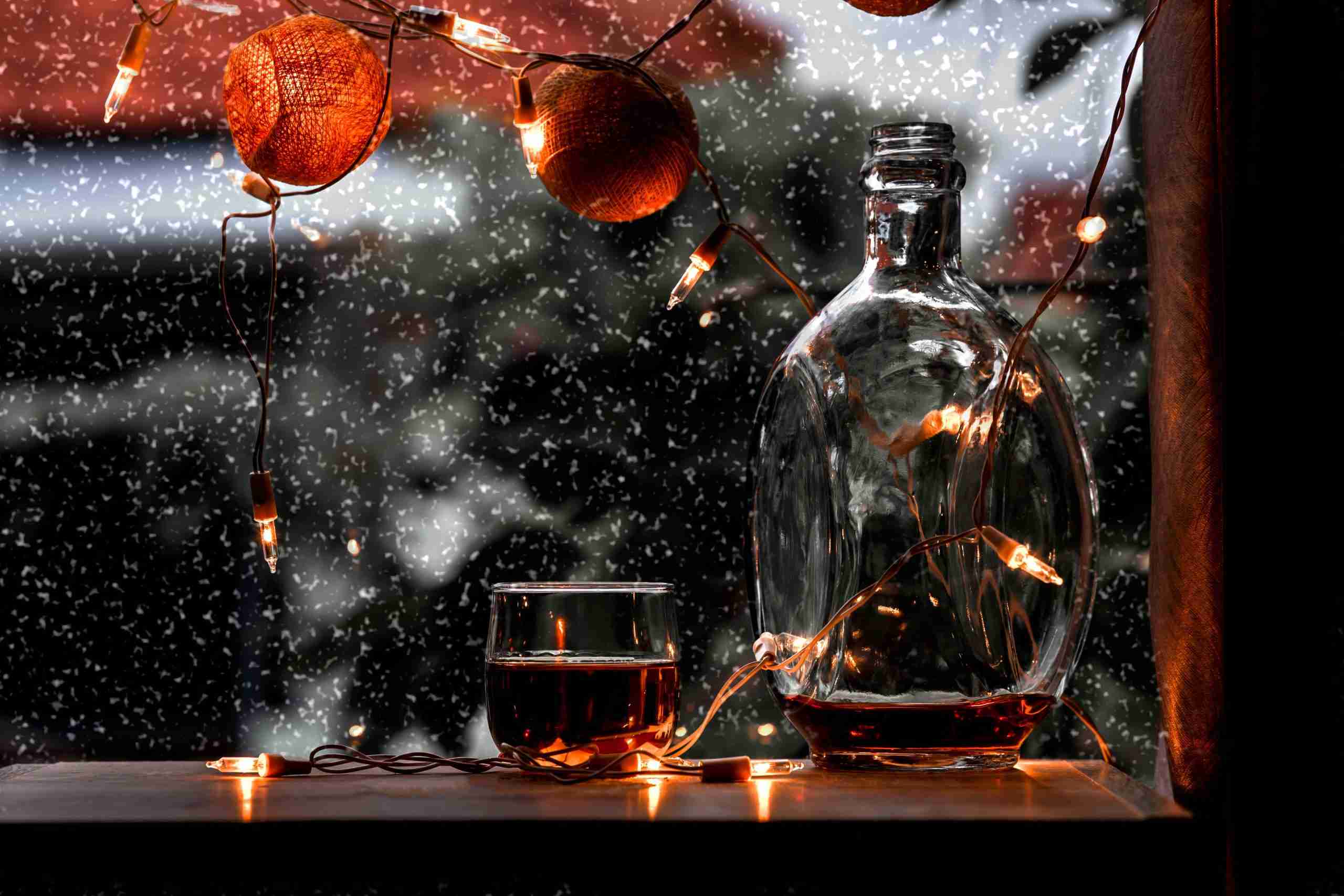 Christmas Whisky Bottle and Glass
